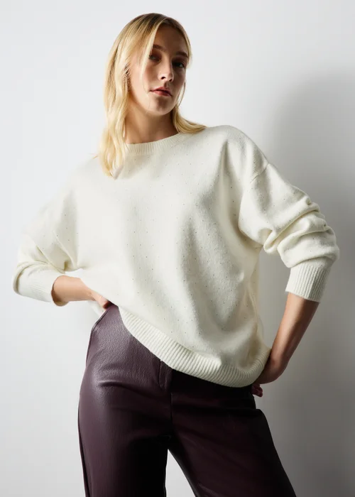 Cream Embellished Knitted Jumper - XS Image 1