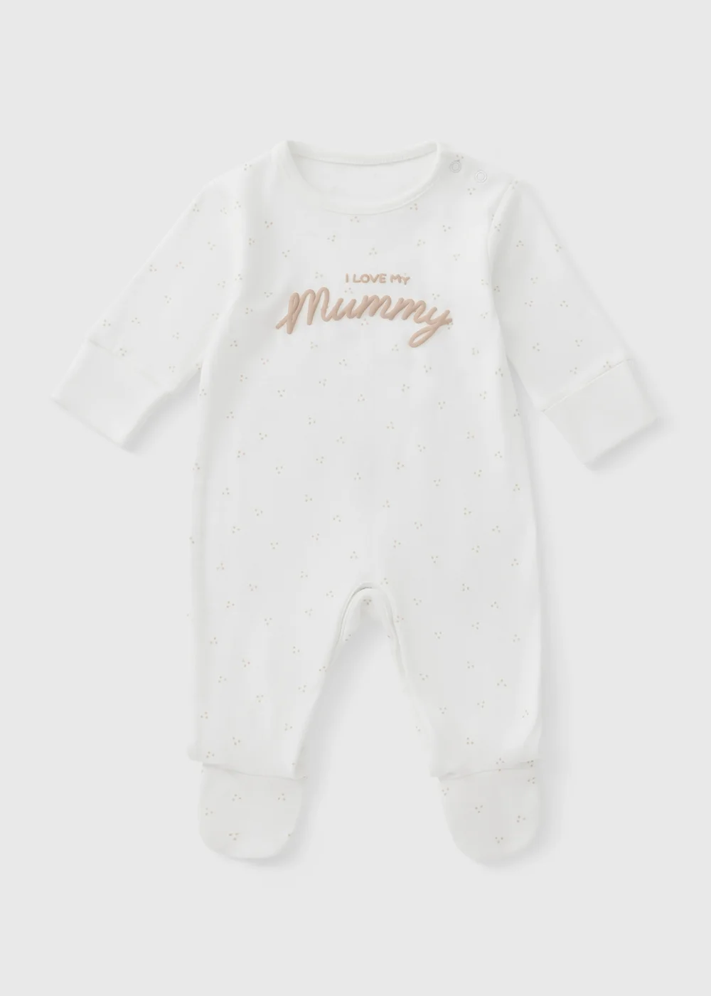 Baby Cream Mummy Slogan Sleepsuit (0-18mths) - First Size Image 1