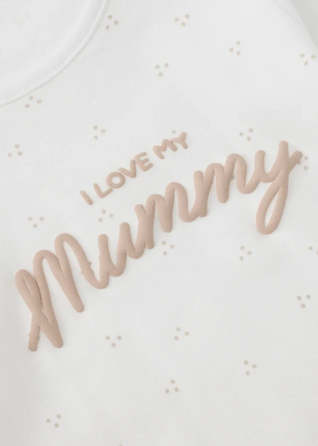 Baby Cream Mummy Slogan Sleepsuit (0-18mths)