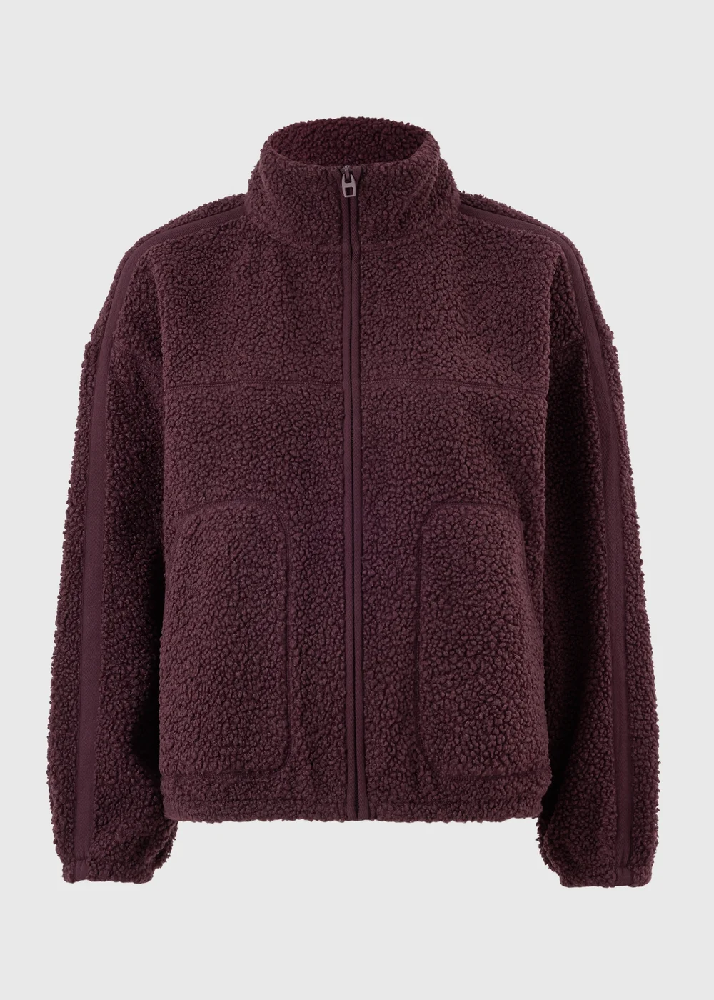 Burgundy Tapered Borg Jacket - S Image 5