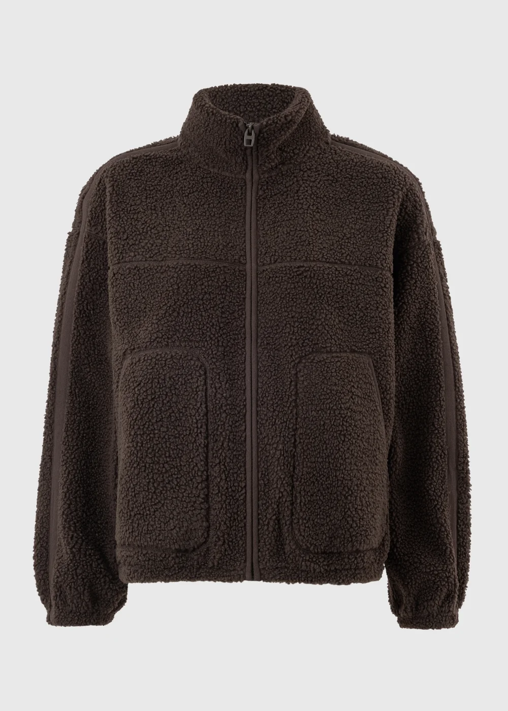 Chocolate Brown Tapered Borg Jacket - S Image 5