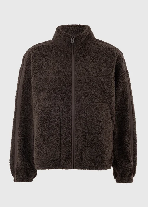 Chocolate Brown Tapered Borg Jacket - S Image 5