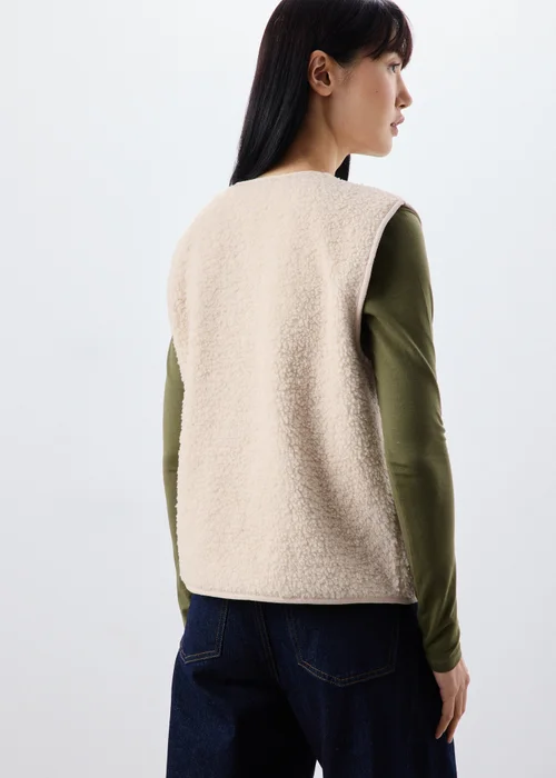 Cream Borg Button Through Gilet - M Image 3