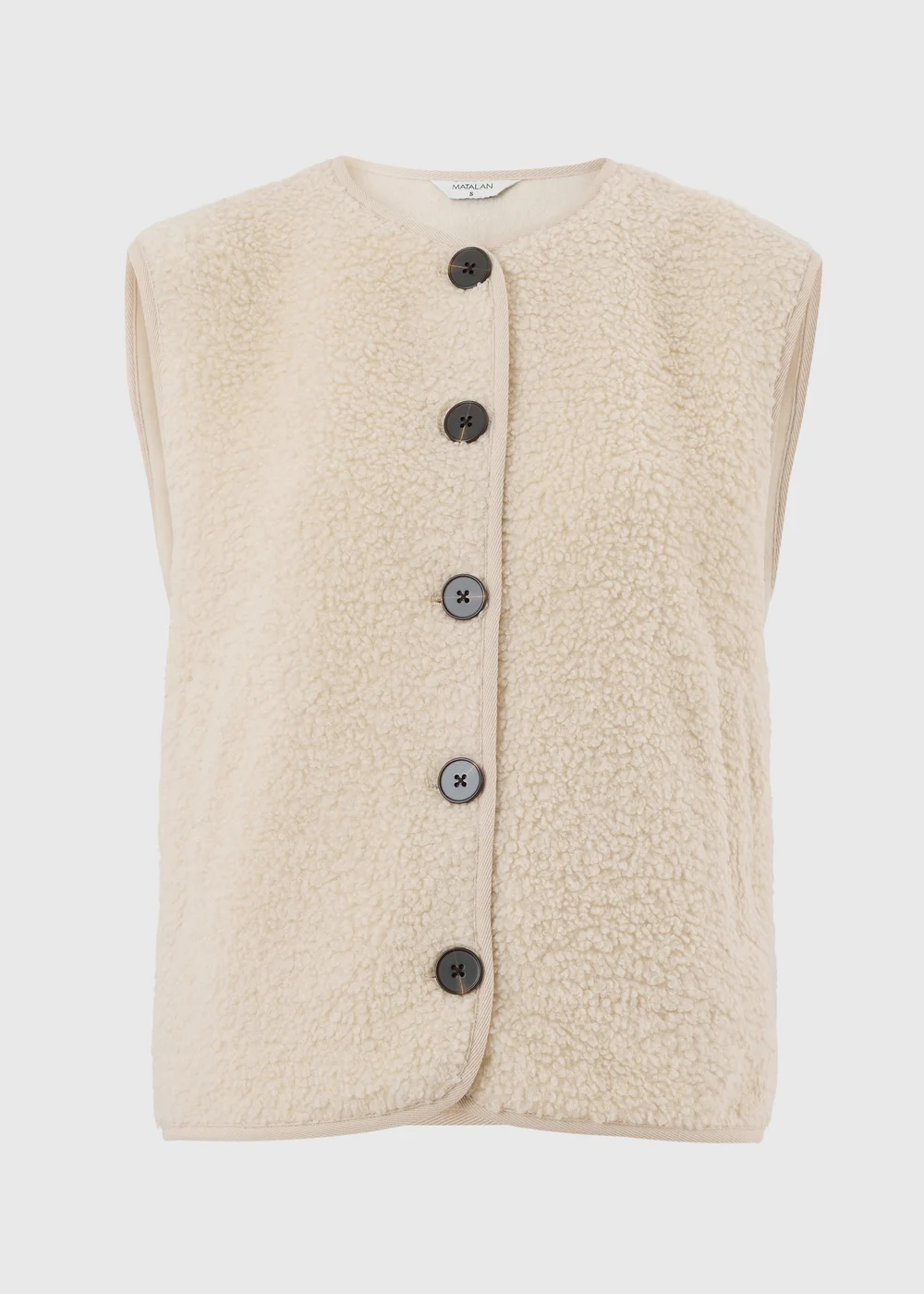 Cream Borg Button Through Gilet - M Image 5