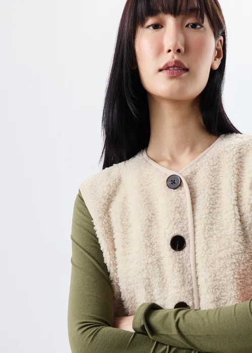 Cream Borg Button Through Gilet - M Image 4
