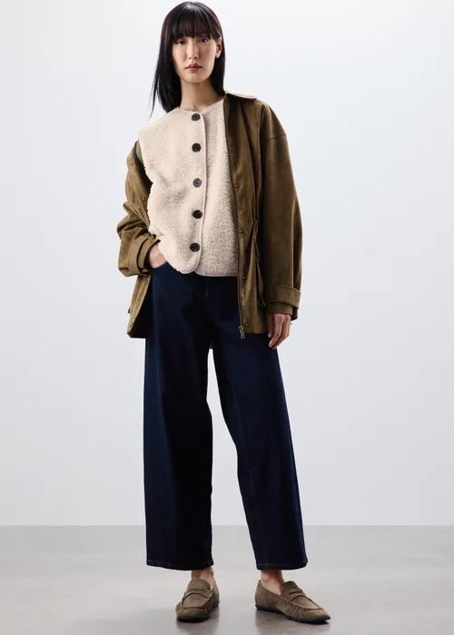 Cream Borg Button Through Gilet - M Image 2