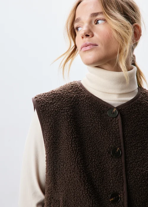 Chocolate Brown Borg Gilet - XS Image 3