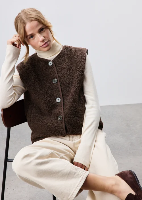 Chocolate Brown Borg Gilet - XS Image 1