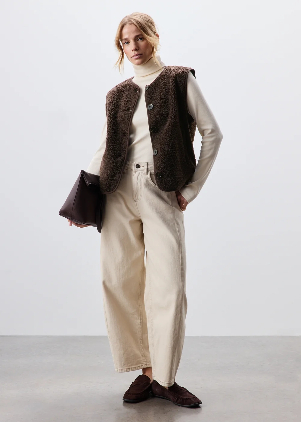 Chocolate Brown Borg Gilet - XS Image 4