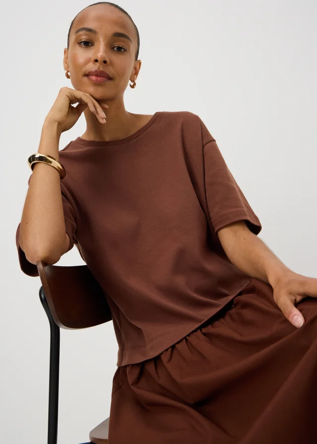 Chocolate Brown 2 in 1 T-Shirt Midaxi Dress