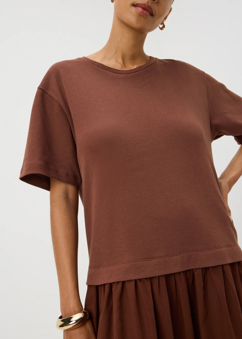 Chocolate Brown 2 in 1 T-Shirt Midaxi Dress - 8 Image 3
