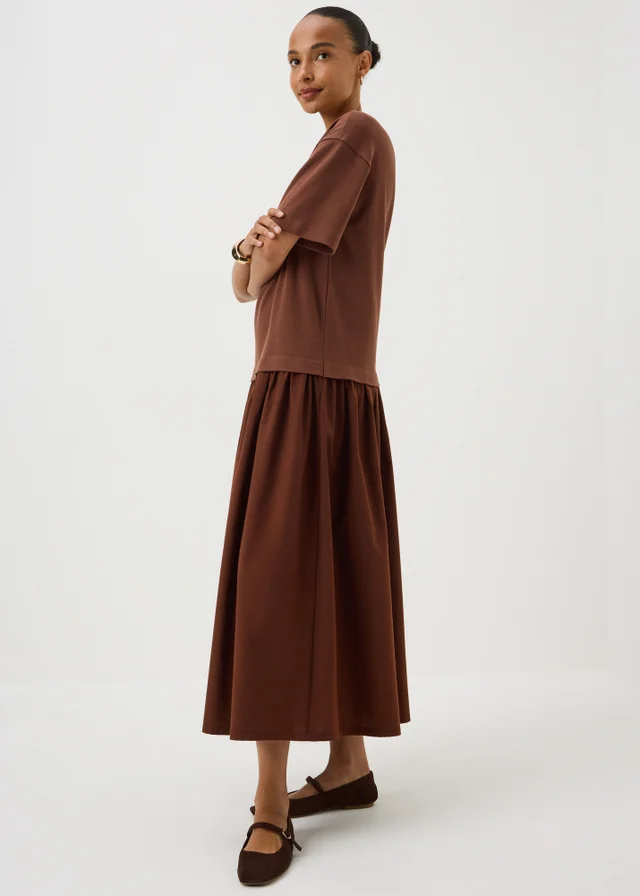 Chocolate Brown 2 in 1 T-Shirt Midaxi Dress