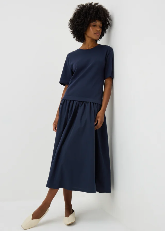 Navy 2 in 1 T-Shirt Midaxi Dress