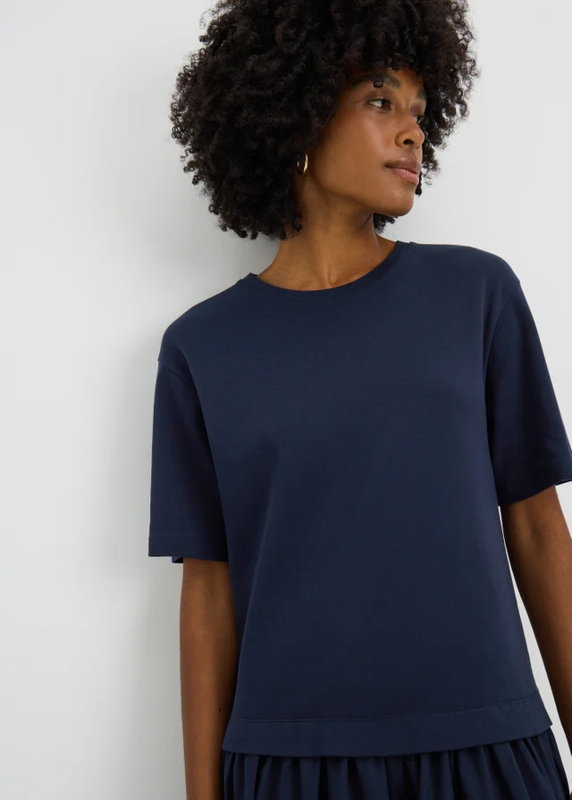 Navy 2 in 1 T-Shirt Midaxi Dress