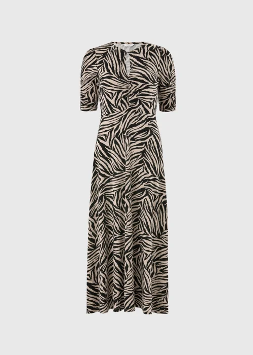 Black Zebra Print Twist Front Midaxi Dress - 8 Image 2