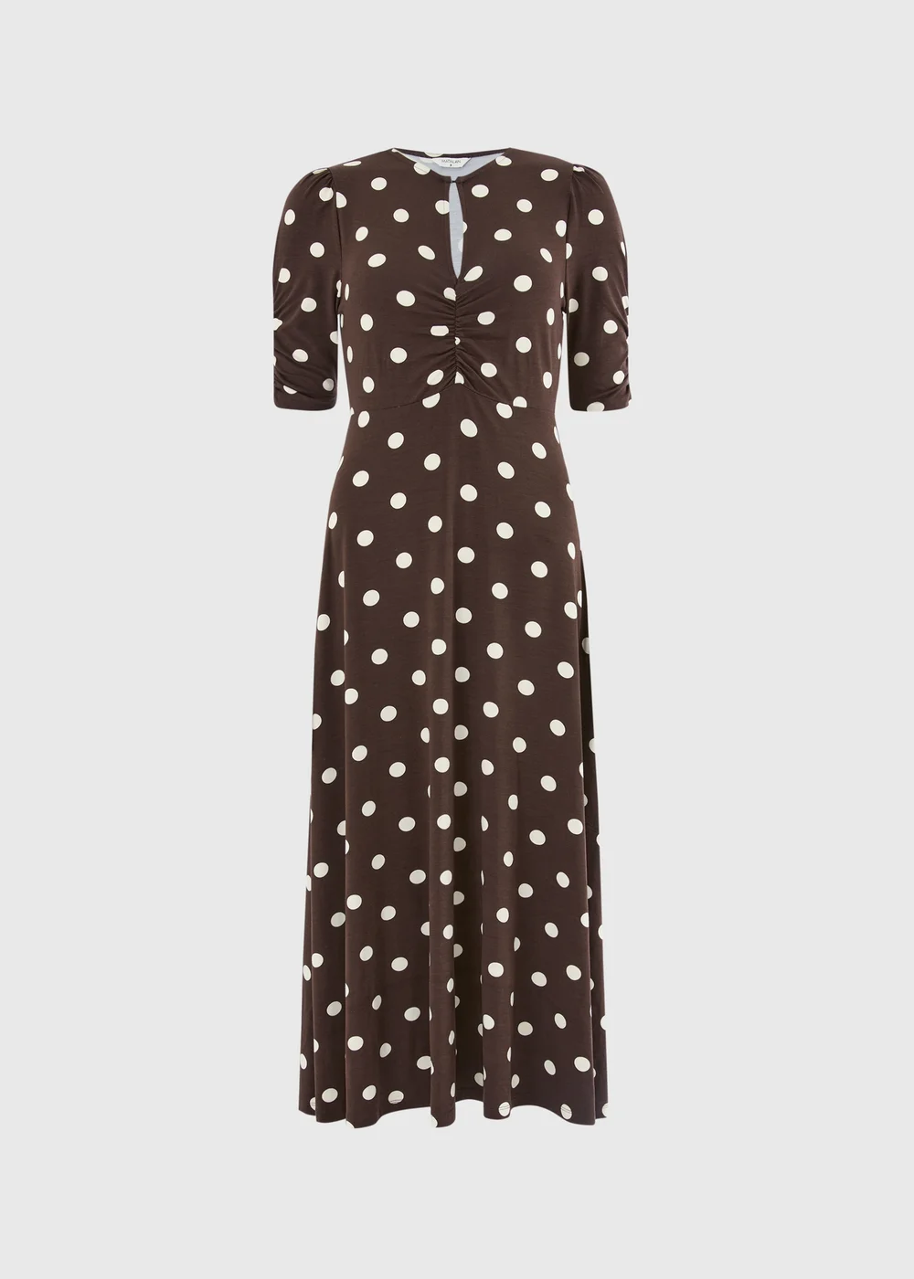 Chocolate Brown Polka Dot Twist Front Midaxi Dress - 8 Image 4