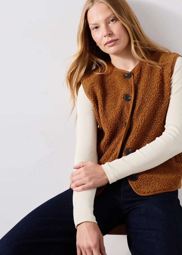 Orange Borg Button Through Gilet