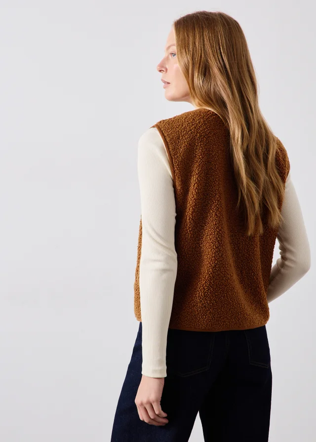 Orange Borg Button Through Gilet