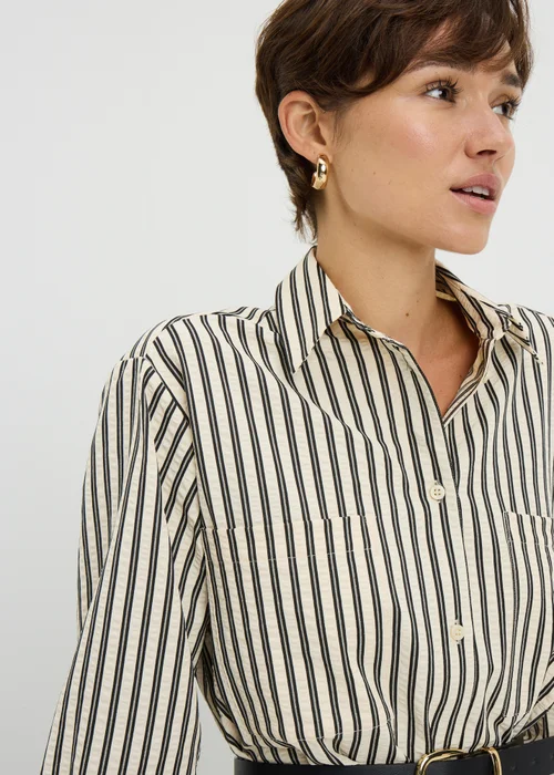 Navy Stripe Mini Shirt Dress - 8 Image 3