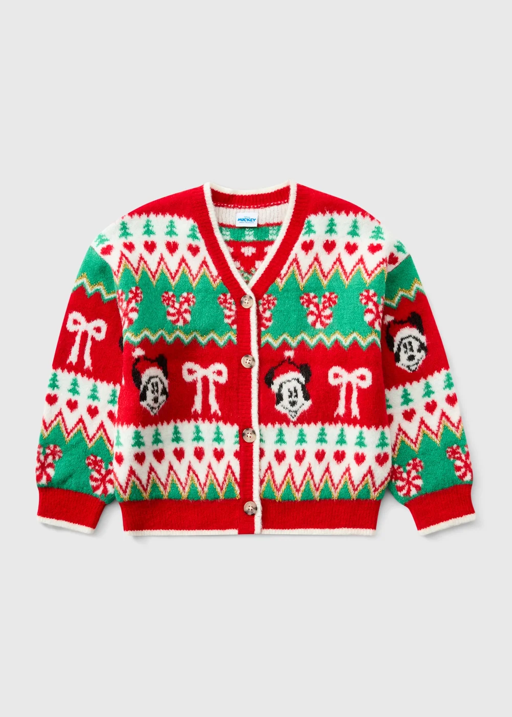 Disney Girls Red Mickey Mouse Christmas Cardigan (3-13yrs) - Age 3 - 4 Years Image 1