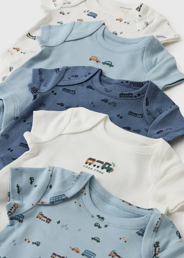 5 Pack Baby Blue Transport Bodysuits (0-23 Months)