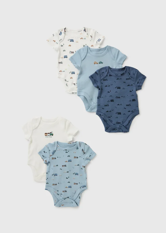 5 Pack Baby Blue Transport Bodysuits (0-23 Months)