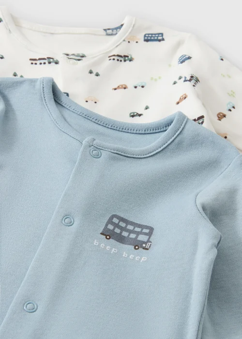 2 Pack Baby Blue Transport Bagged Sleepsuit (0-23mths) - First Size Image 2