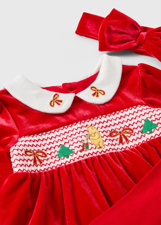 Disney Baby Red Winnie The Pooh Christmas Dress Set (0-18mths)