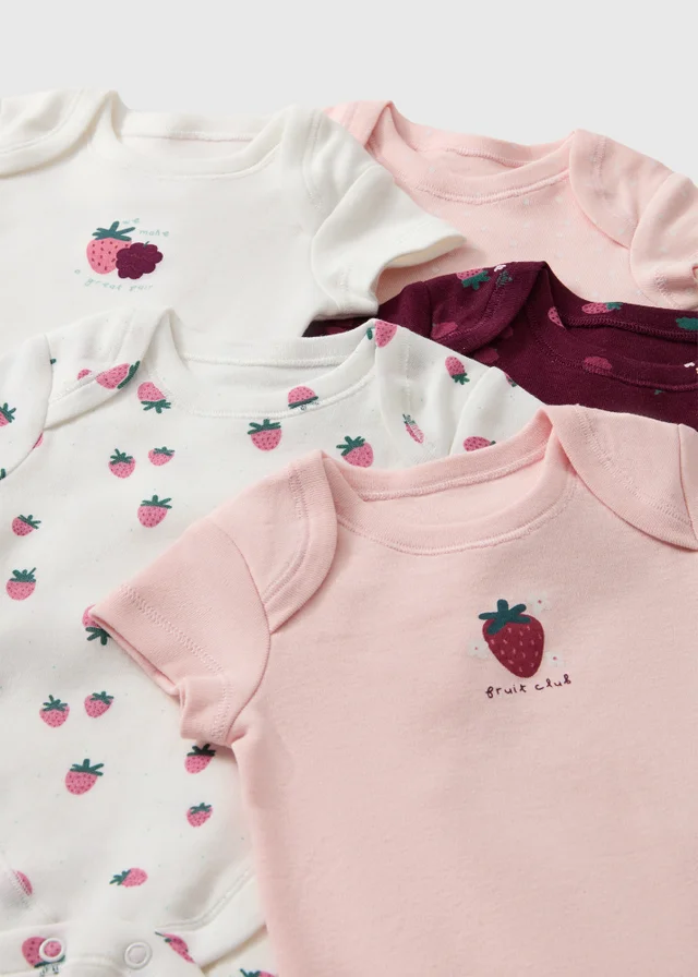 5pk Baby Girls Strawberry Bodysuits (Newborn-23 mths)