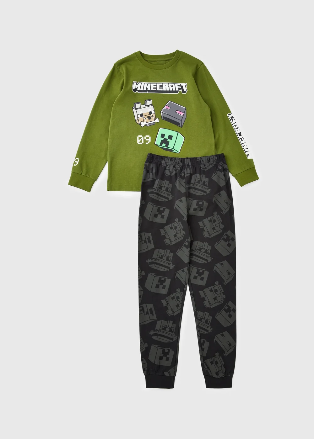 Minecraft Boys Green Long Pyjama Set (3-13yrs) - 3-4 Yrs Image 1