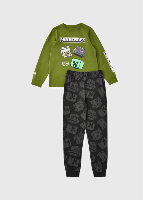 Minecraft Boys Green Long Pyjama Set (3-13yrs) - 3-4 Yrs Image 1
