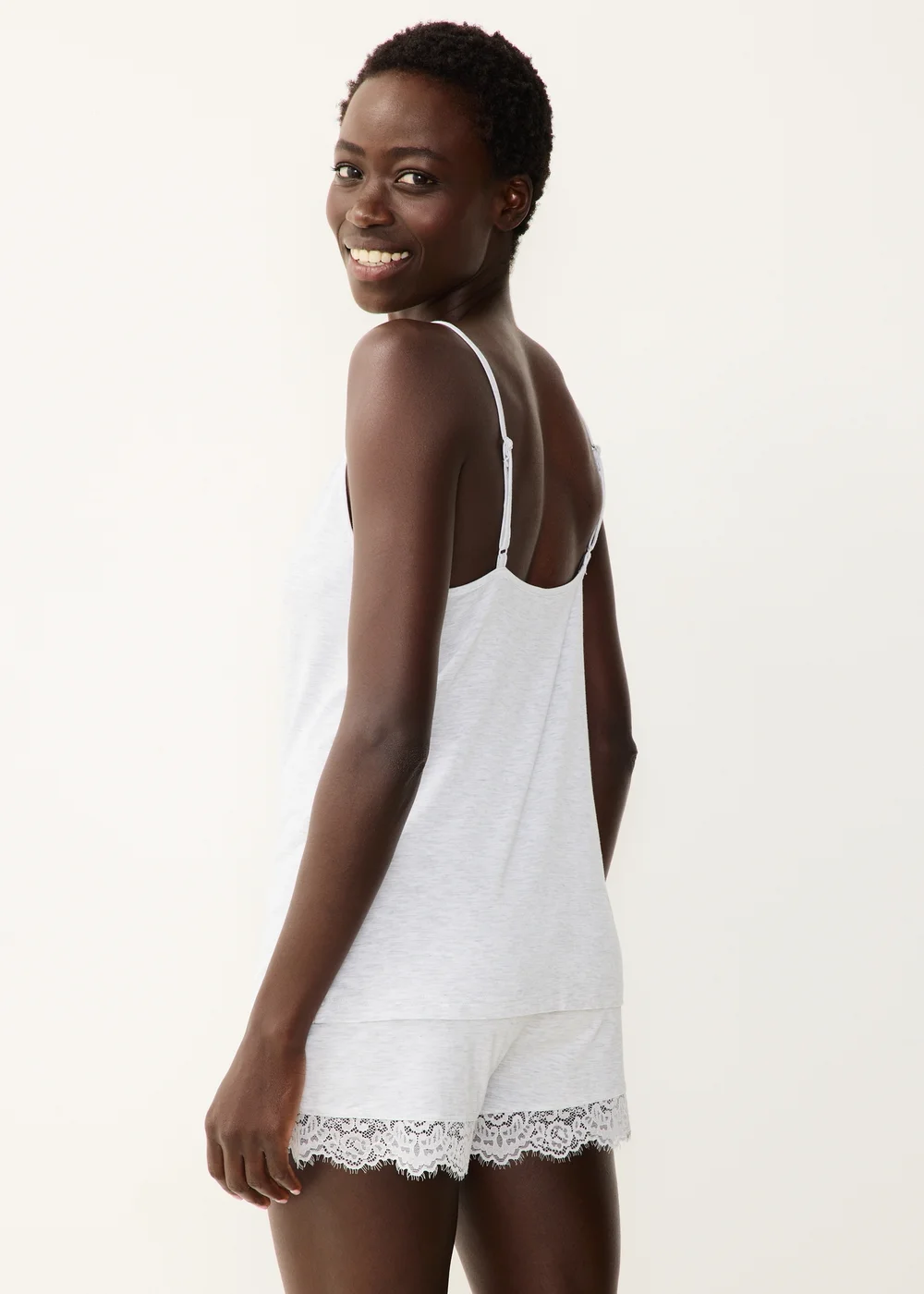 Grey Lace Cami Pyjama Top - S Image 2