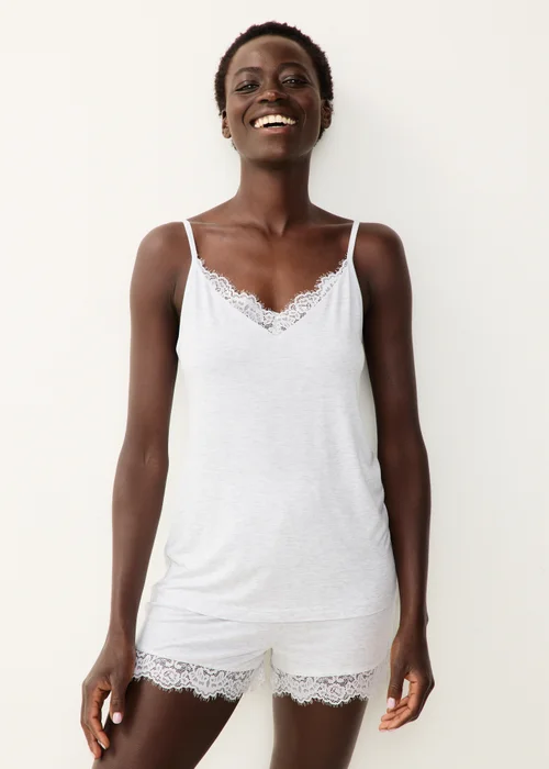 Grey Lace Cami Pyjama Top - S Image 1