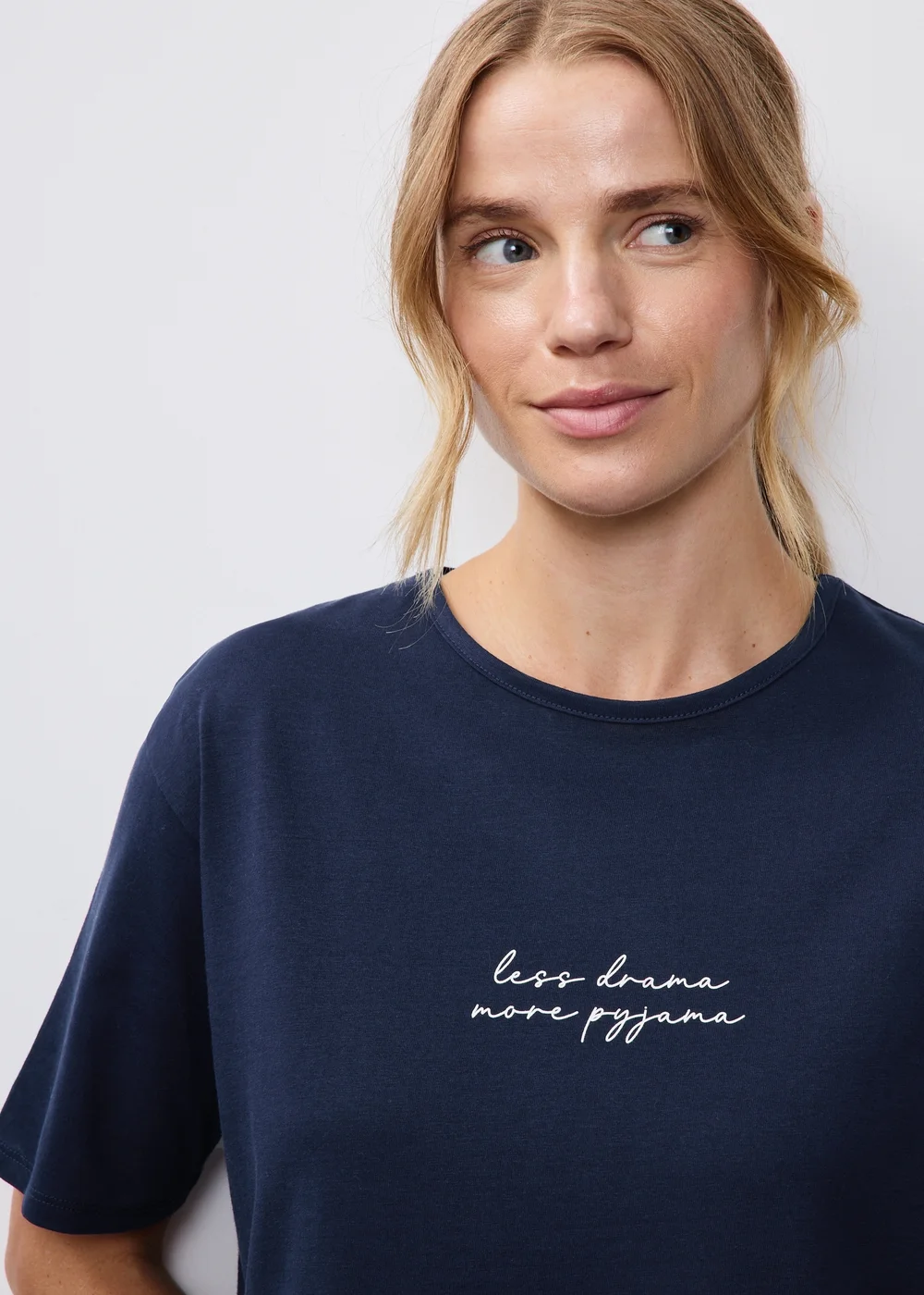 Navy Woven Long Pyjama Set - XS Image 3