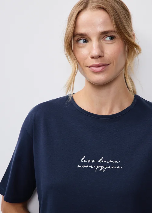 Navy Woven Long Pyjama Set - XS Image 3
