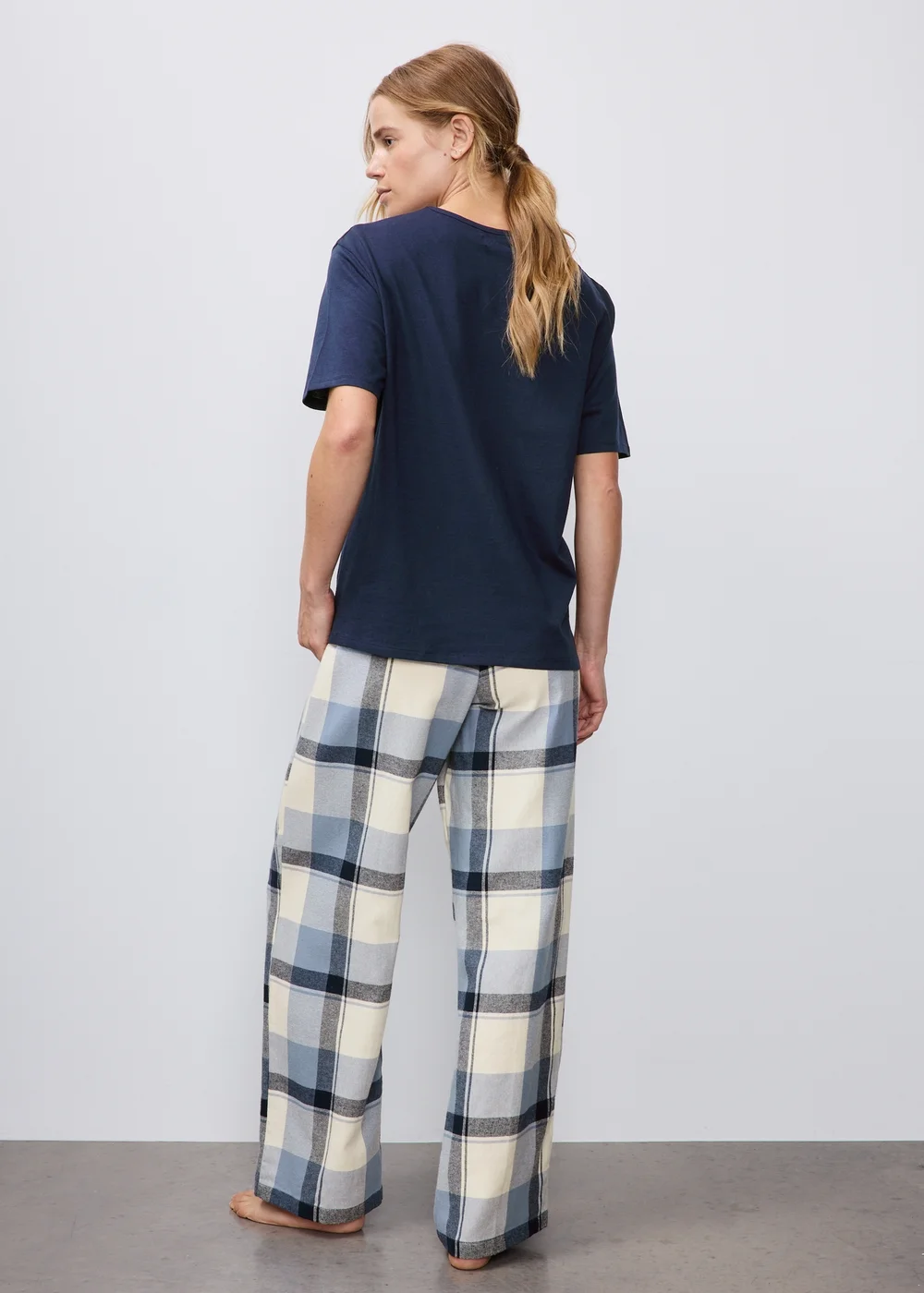 Navy Woven Long Pyjama Set - XS Image 2