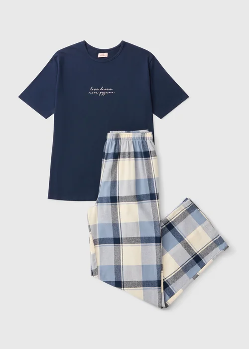 Navy Woven Long Pyjama Set - XS Image 4