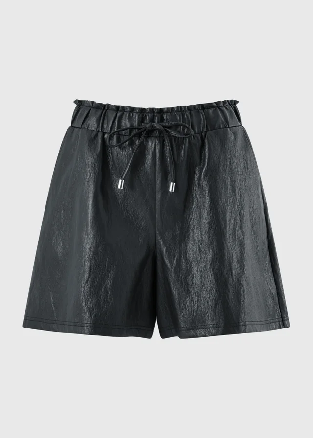 Black Faux Leather Shorts