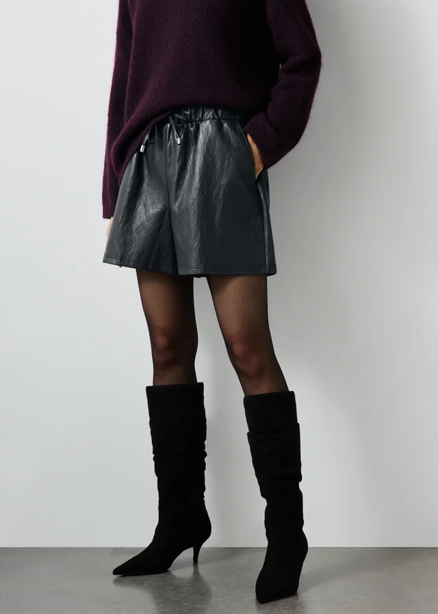 Black Faux Leather Shorts