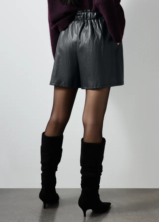 Black Faux Leather Shorts