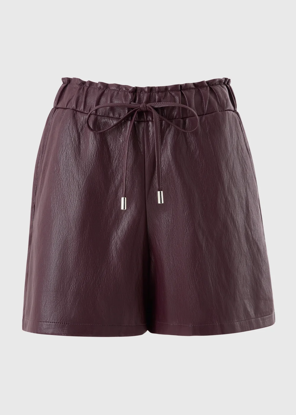 Burgundy Faux Leather Shorts - 8 Image 1