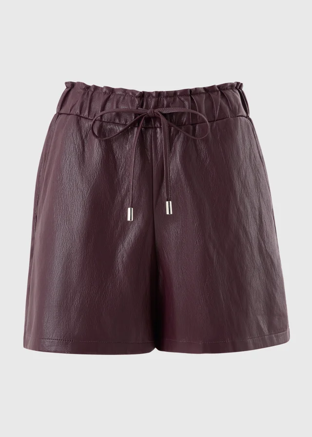 Burgundy Faux Leather Shorts