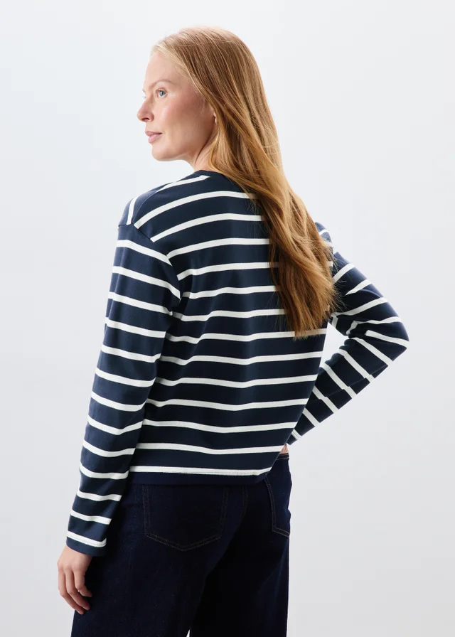 Navy Striped Boxy T-Shirt