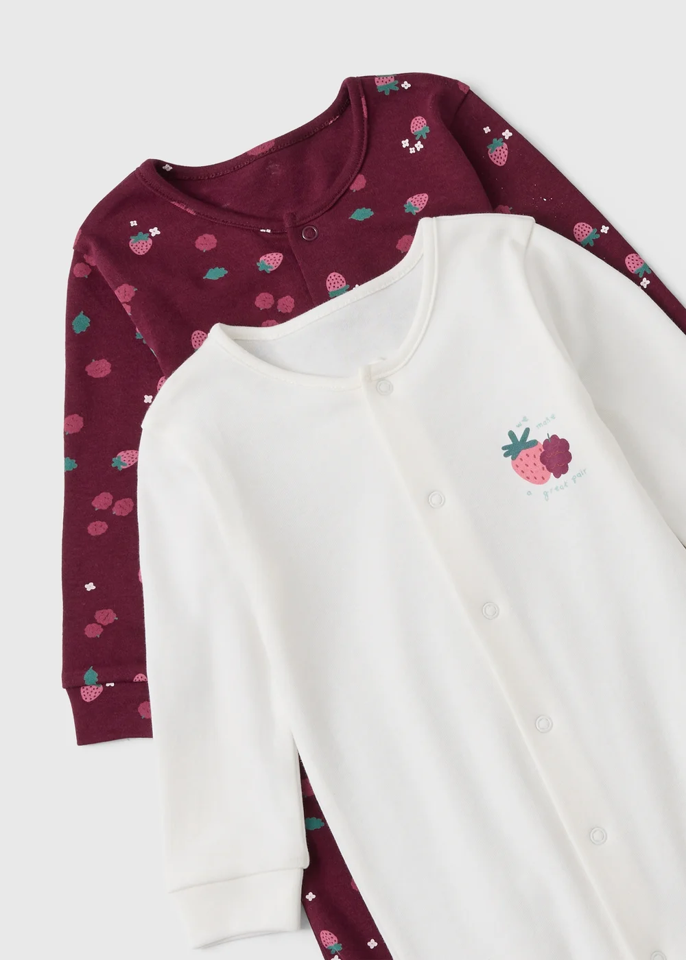 2 Pack Baby Burgundy Sleepsuits (0-23mths) - First Size Image 2