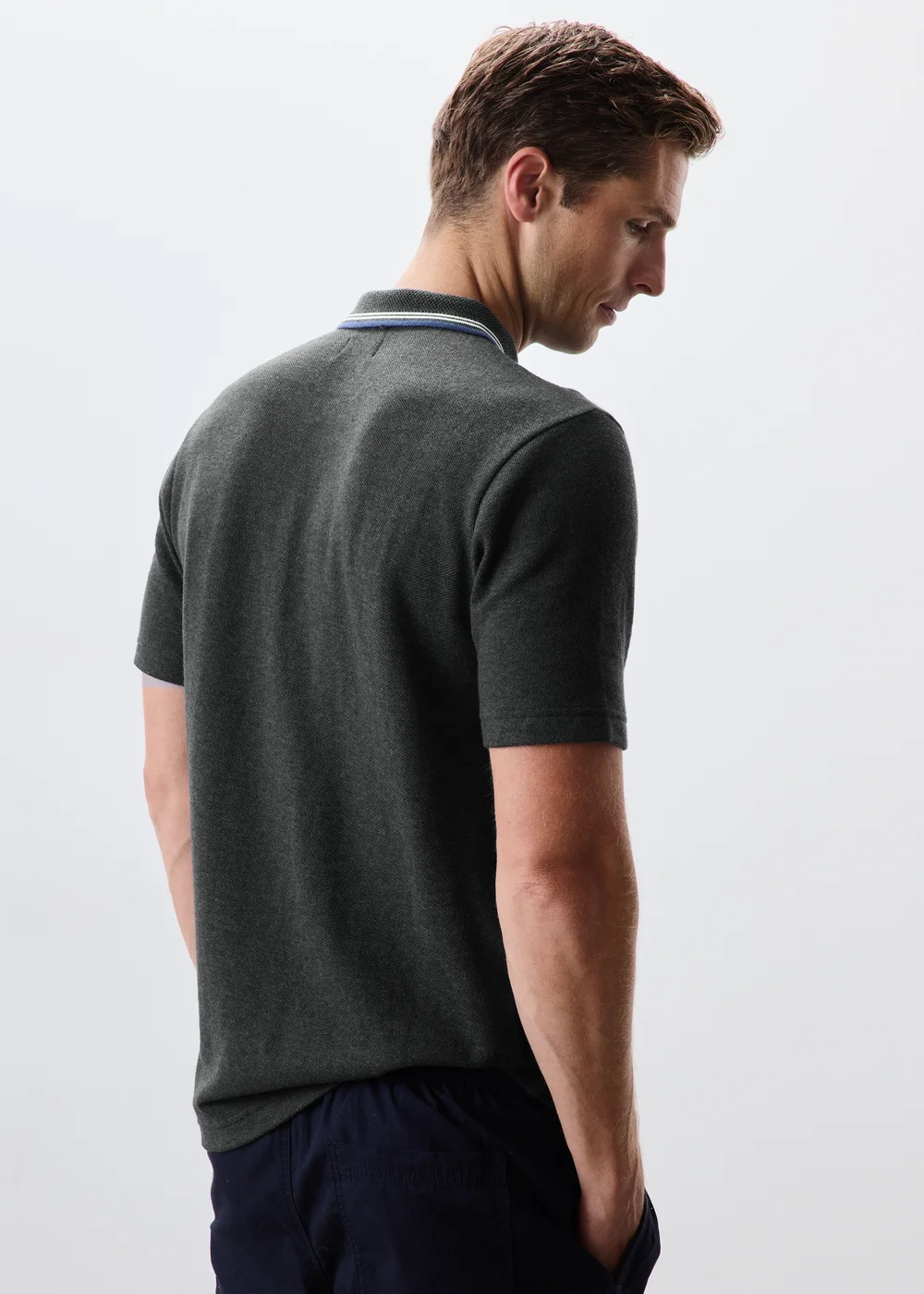 Charcoal Tipped Polo Shirt - S Image 2