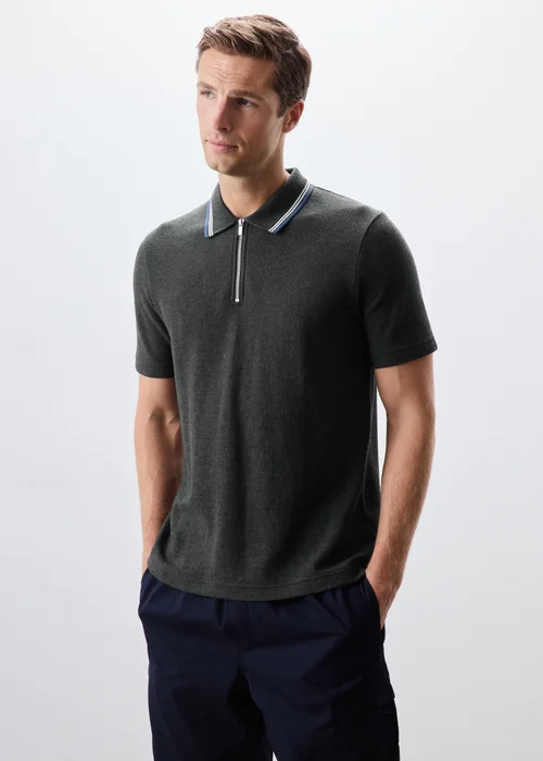 Charcoal Tipped Polo Shirt - S Image 1