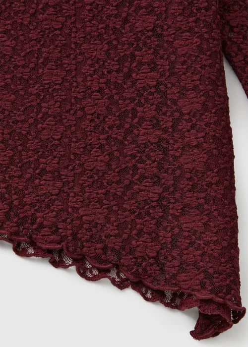 Girls Burgundy Lace Trim Asymmetric Top (7-15 Yrs) - 7 Yrs Image 2