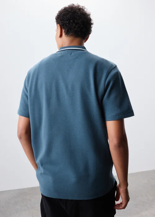 Blue Tipped Zip Polo - S Image 2