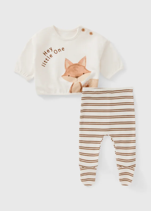 Baby White Fox Top & Leggings Set (Newborn-18 mnths)