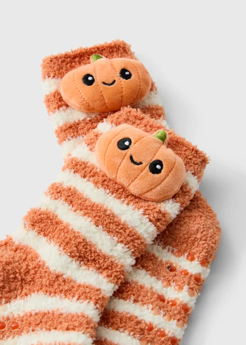 Kids Orange Stripe Pumpkin Socks (Younger 6-Older 6.5) - 6-8.5 Image 2